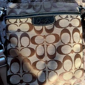 Monogram coach crossbody bag with wallet✨